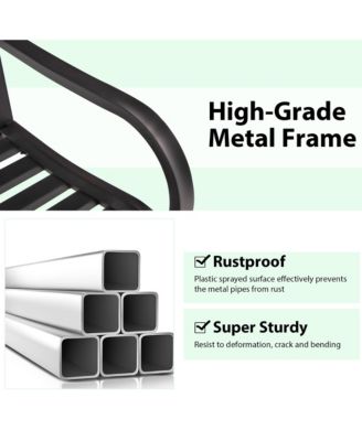 Outdoor 2-Person Metal Porch Swing Hanging Patio Bench 485 Lbs Capacity