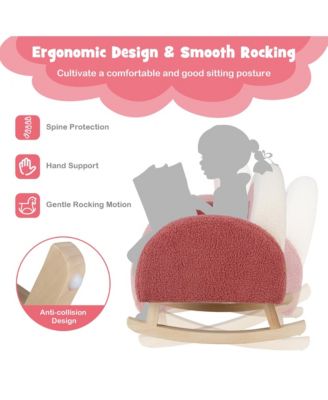 Kids Rocking Chair Children Armchair Velvet Upholstered Sofa w/ Solid Wood Legs