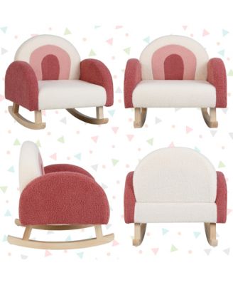 Kids Rocking Chair Children Armchair Velvet Upholstered Sofa w/ Solid Wood Legs