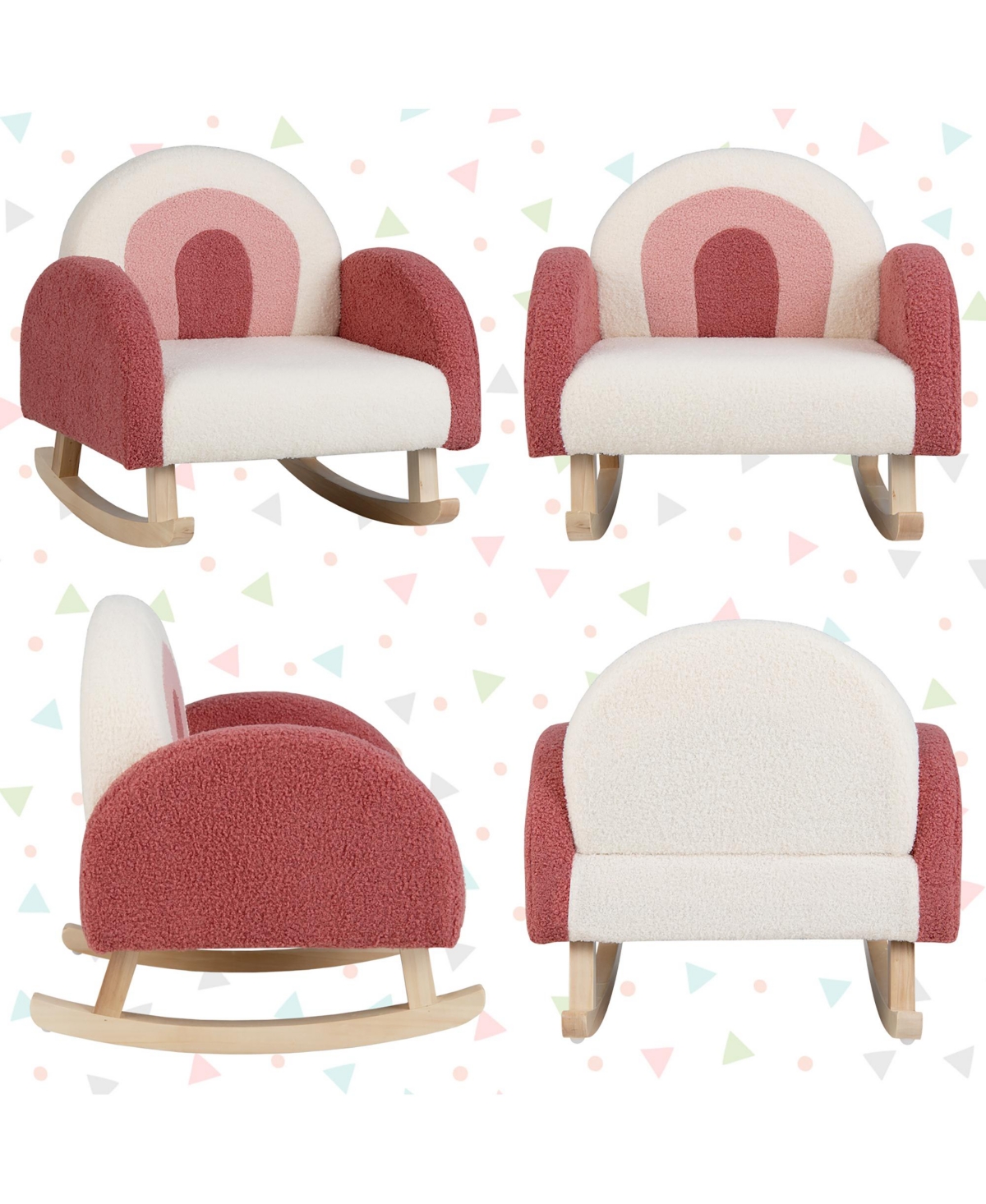 Kids Rocking Chair Children Armchair Velvet Upholstered Sofa w/ Solid Wood Legs