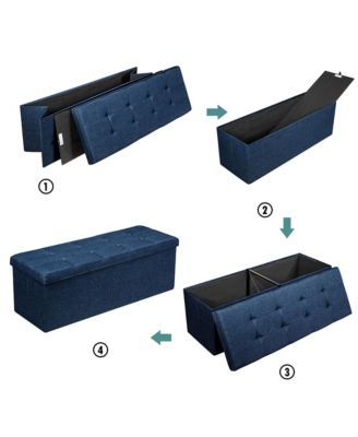Fabric Folding Ottoman Storage Chest With Divider Bed End Bench