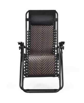 Patio Rattan Zero Gravity Lounge Chair Folding Recliner