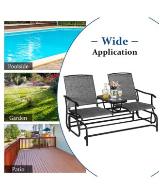 2 Person Outdoor Patio Double Glider Chair Loveseat Rocking