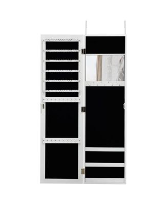 Wall Door Mounted Mirrored Jewelry Cabinet Storage Organizer