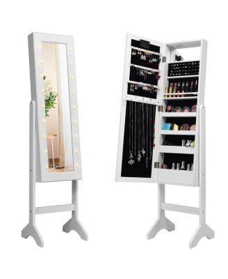 Mirrored Jewelry Cabinet Organizer w/18 LED lights