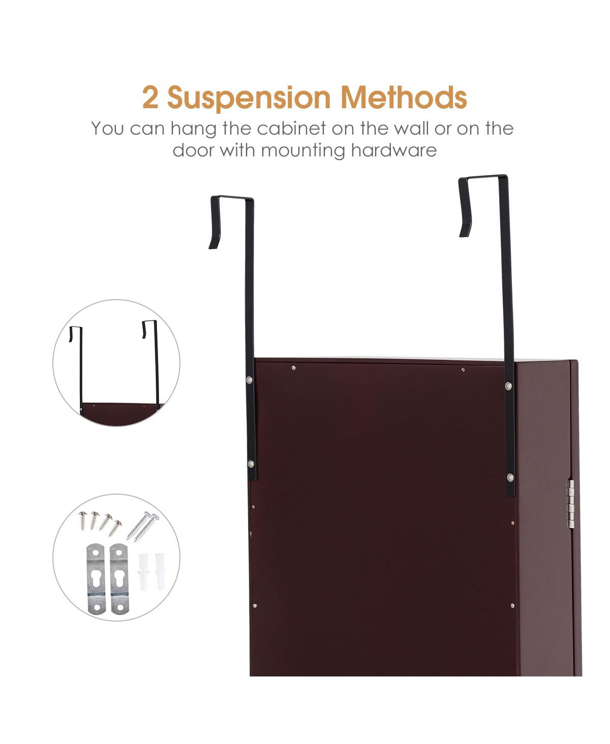 Costway Wall Door Mounted Mirrored Jewelry Cabinet Storage Organizer