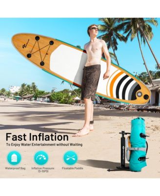 11' Inflatable Stand Up Paddle Surfboard W/Bag Aluminum Paddle Pump