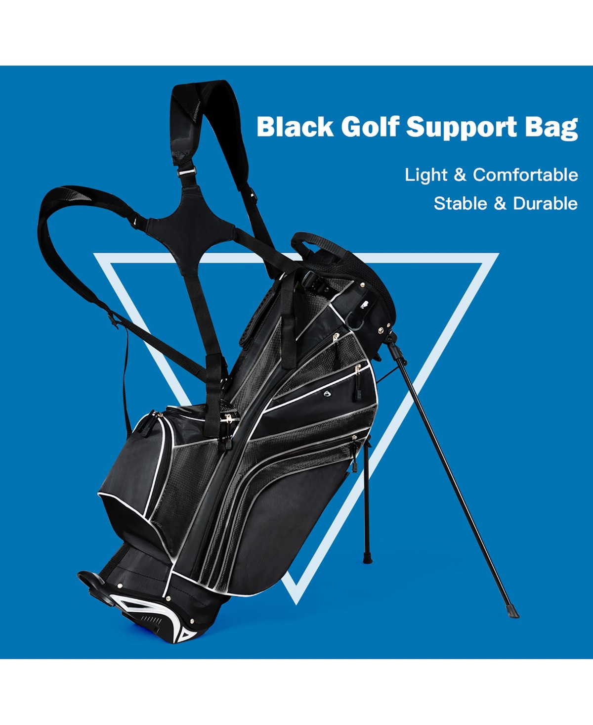 Costway Golf Stand Cart Bag Club w/6 Way Divider Carry Organizer