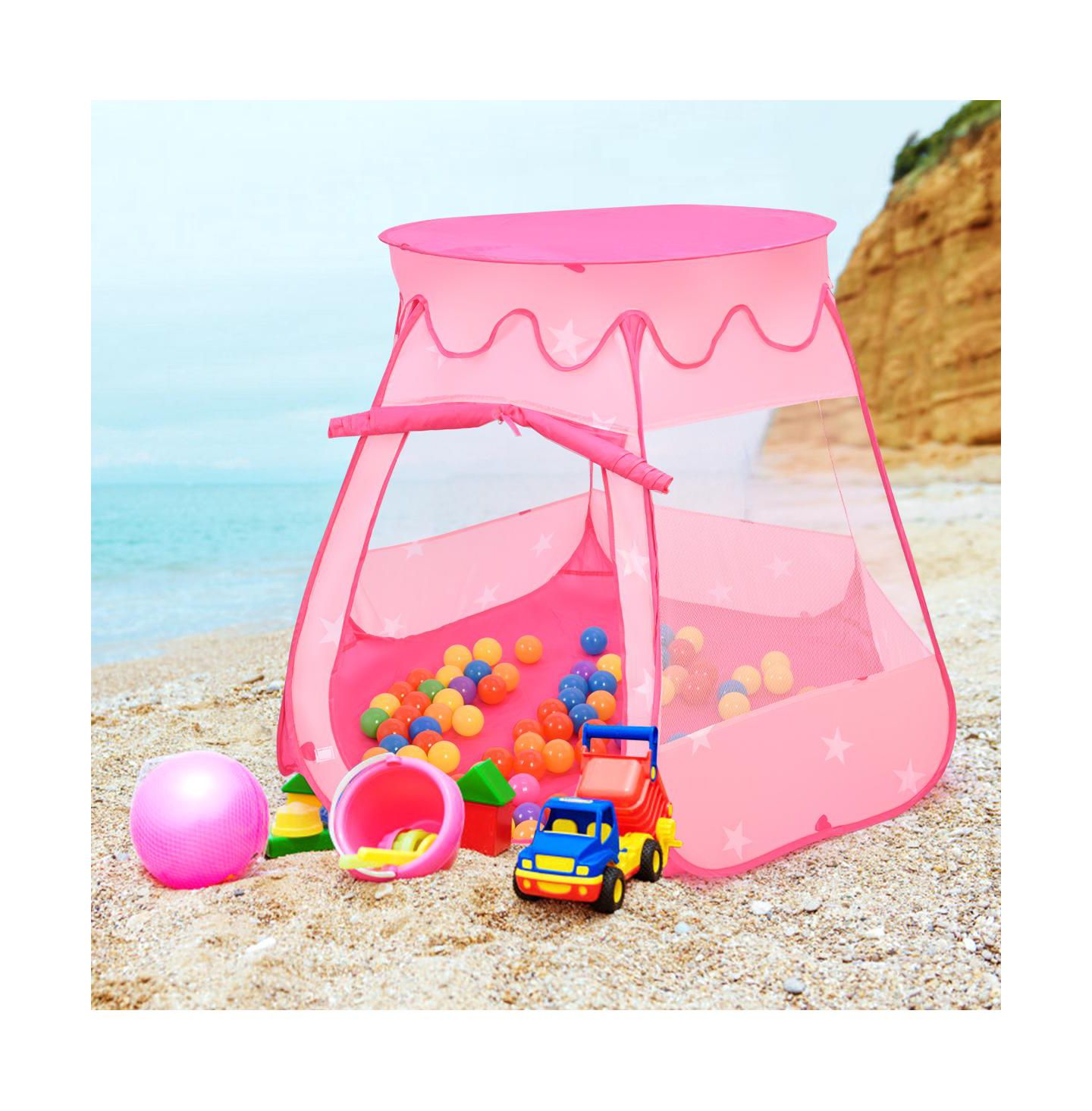 Детские фигурки Costway Kid Outdoor Indoor Princess Play Tent Playhouse Ball Tent Toddler, цвет: Розовый — фото 4