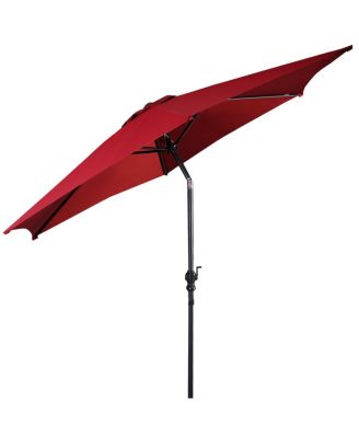 9FT Patio Umbrella Patio Market Steel Tilt W/ Crank Outdoor Yard Garden