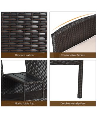 Patio Rattan Conversation Set Loveseat Sofa Cushioned Coffee Table