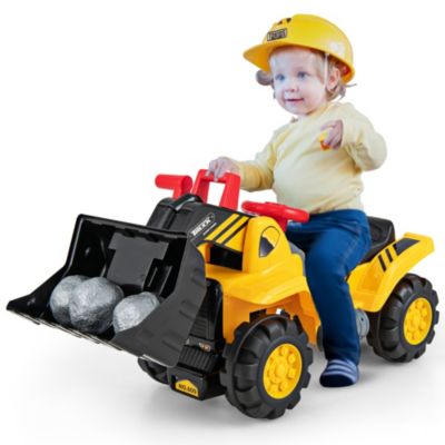 Kids Toddler Ride On Excavator Digger Truck Scooter w/ Sound & Seat Storage Toy