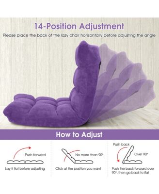 Adjustable 14-Position Floor Chair Folding Lazy Gaming Sofa Chair Cushioned