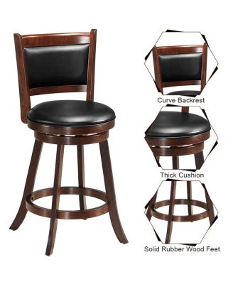 Set of 2 24'' Swivel Counter Stool Wooden Dining Chair