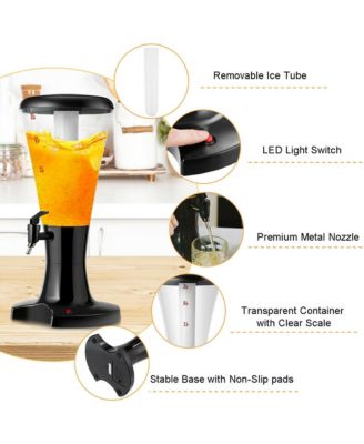 Set of 2 3L Cold Draft Beer Tower Dispenser Plastic w/LED Lights New