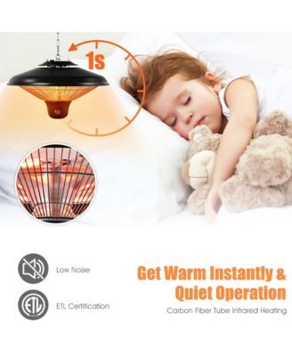 1500W Electric Hanging Heater Ceiling Mounted Infrared Heater w/Remote Control