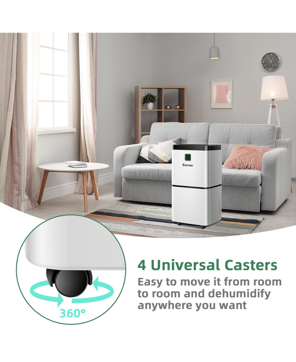 Costway 24 Pints 1500 Sq. Ft Dehumidifier For To Room w/ Indicator