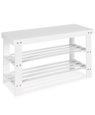 Bamboo Shoe Rack Bench 3-Tier Storage Shelf Holder Home Entryway Hallway