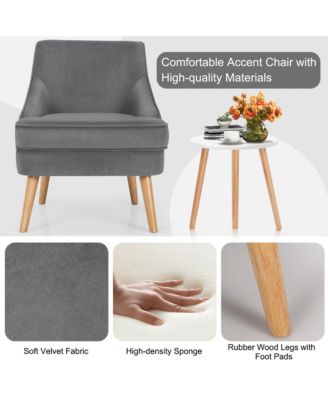Accent Chair Velvet Upholstered Single Sofa with Legs