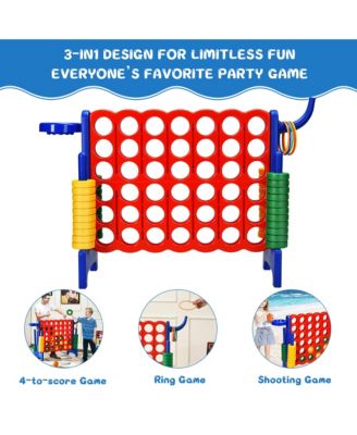 4-in-A Row Giant Game Set w/Basketball Hoop for Family