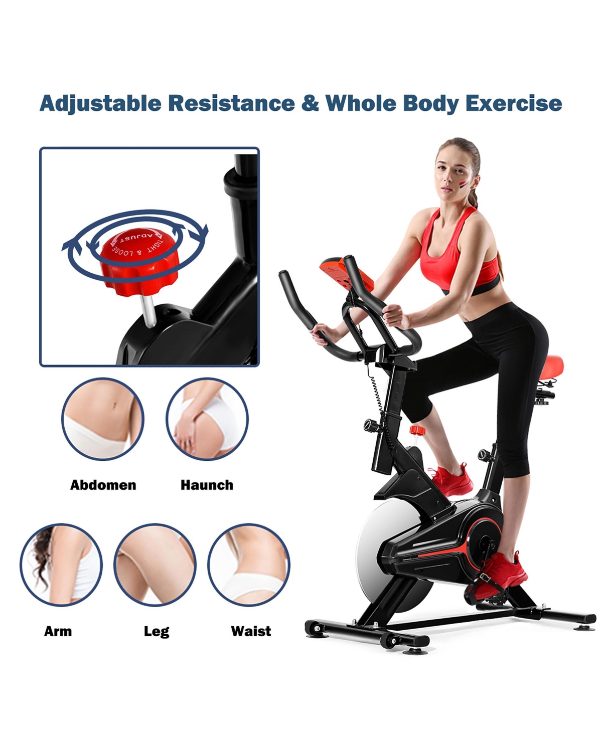 Indoor Exercise Bike Fitness Cardio W/4-way Adjustable Seat
