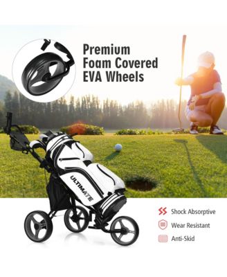 Folding 3 Wheels Golf Push Cart W/Seat Scoreboard Adjustable Handle