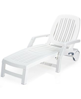 Patio Lounge Chair Chaise Adjustable Recliner Weather Resistant Wheels