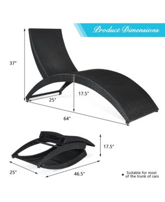 Folding Patio Rattan Lounge Chair Chaise Cushioned Portable Garden Lawn