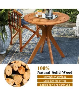 27 InchOutdoor Round Solid Wood Coffee Side Bistro Table