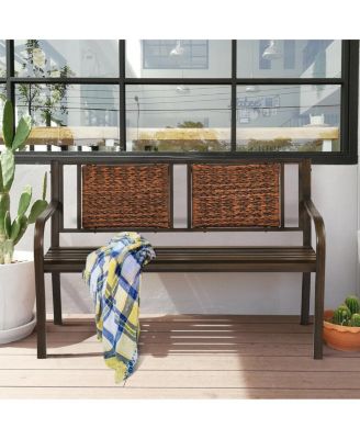 Patio Garden Bench with Powder Coated Steel Frame