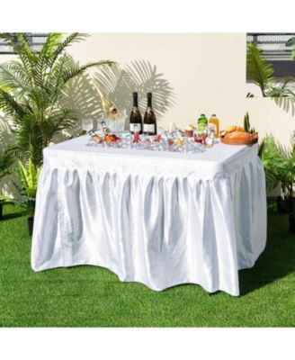 4 Feet Folding Ice Bin Table with Skirt for Camping Picnic Wedding