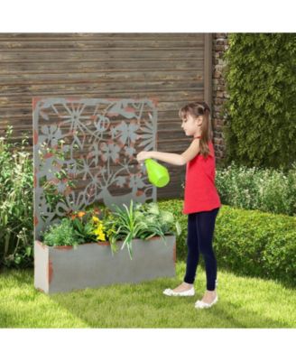 Set of 2 Decorative Raised Garden Bed with Trellises