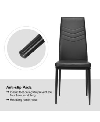 Set of 4 High Back Dining Chairs with PVC Leather and Non-Slip Feet Pads