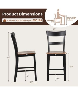 Wooden Bar Stool Set of 4 Bar Chairs with LVL Rubber Wood Frame, Backrest, Footrest