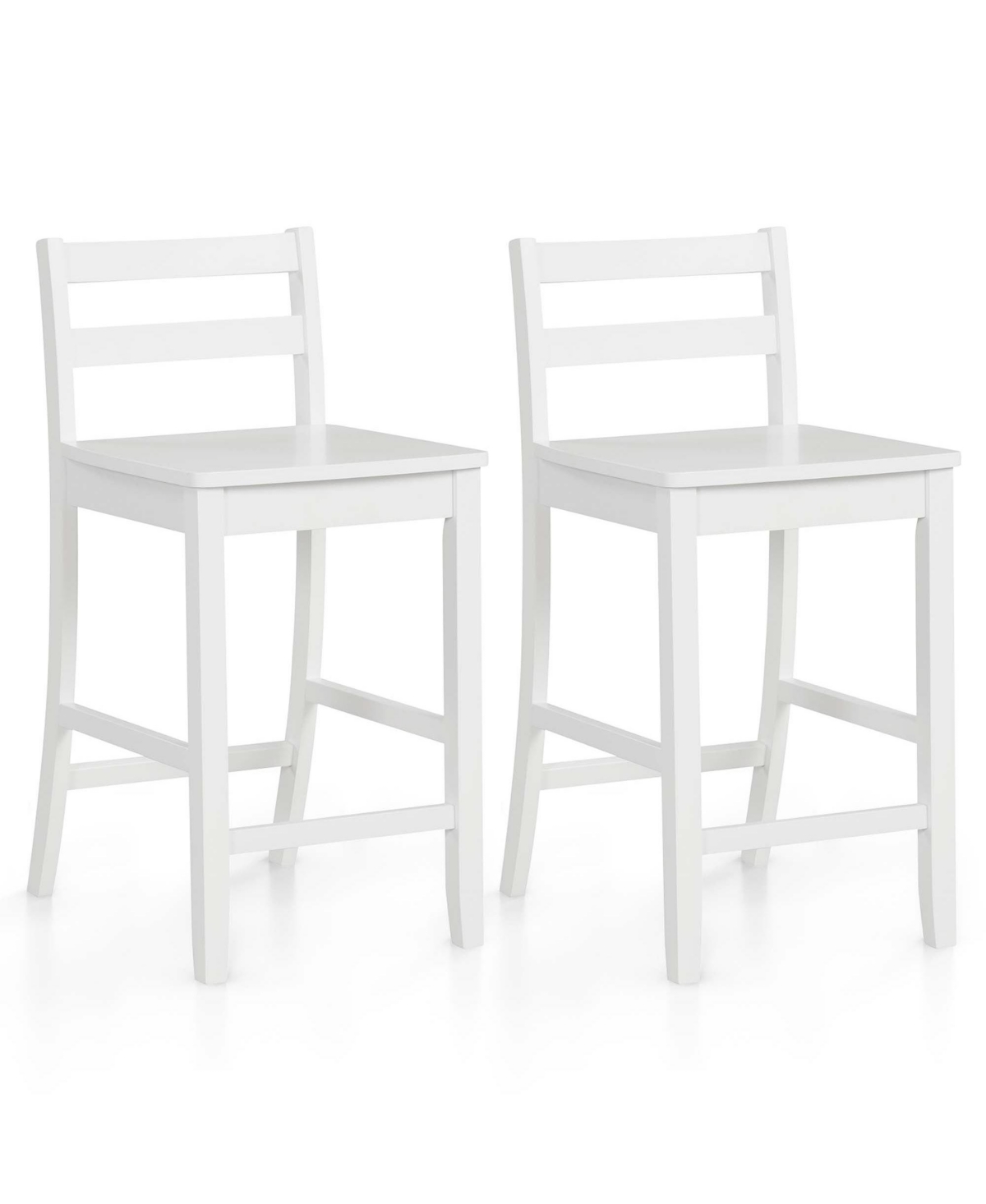 Costway 24-Inch Wooden Bar Stools Set of 2 with Ergonomic Backrest Counter Height Stools