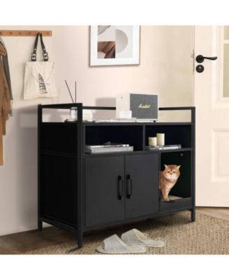 Hidden Cat Washroom with Double Doors and Scratch Cardboard