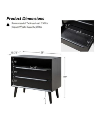 Kay Mid-century Modern 2 - Drawer End Table with  Built-In Outlets