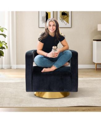 Carisa Contemporary Swivel 29.5" W Barrel Chair with Metal Base