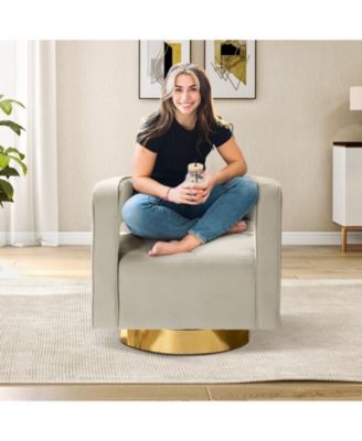 Carisa Contemporary Swivel 29.5" W Barrel Chair with Metal Base