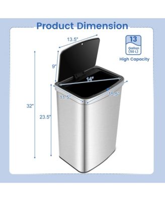 13.2 Gallon Step Trash Can Stainless Steel Airtight Garbage Bin for Home Kitchen