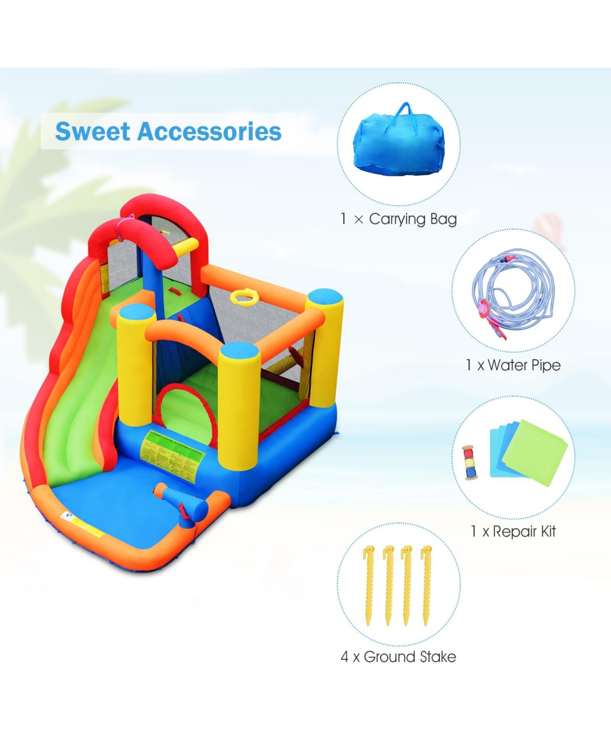Slickblue Inflatable Water Slide Bounce House with Pool and Cannon Without Blower