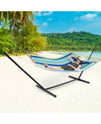 Patio Hammock Foldable Portable Swing Chair Bed with Detachable Pillow