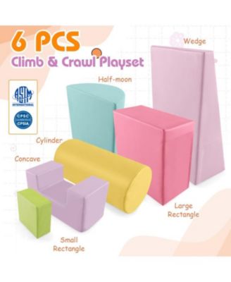 Kids 6 Pieces Foam Climbing Blocks Indoor Climb and Crawl Activity Playset with Rectangles