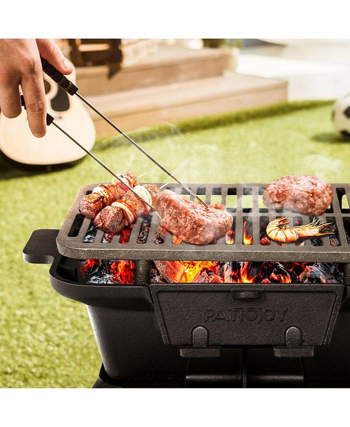 Gymax Heavy Duty Cast Iron Charcoal Grill Tabletop BBQ Grill Stove for