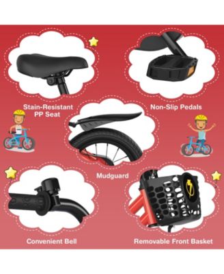 14'' Kid's Bike with Removable Training Wheels & Basket for 3-5 Years Old