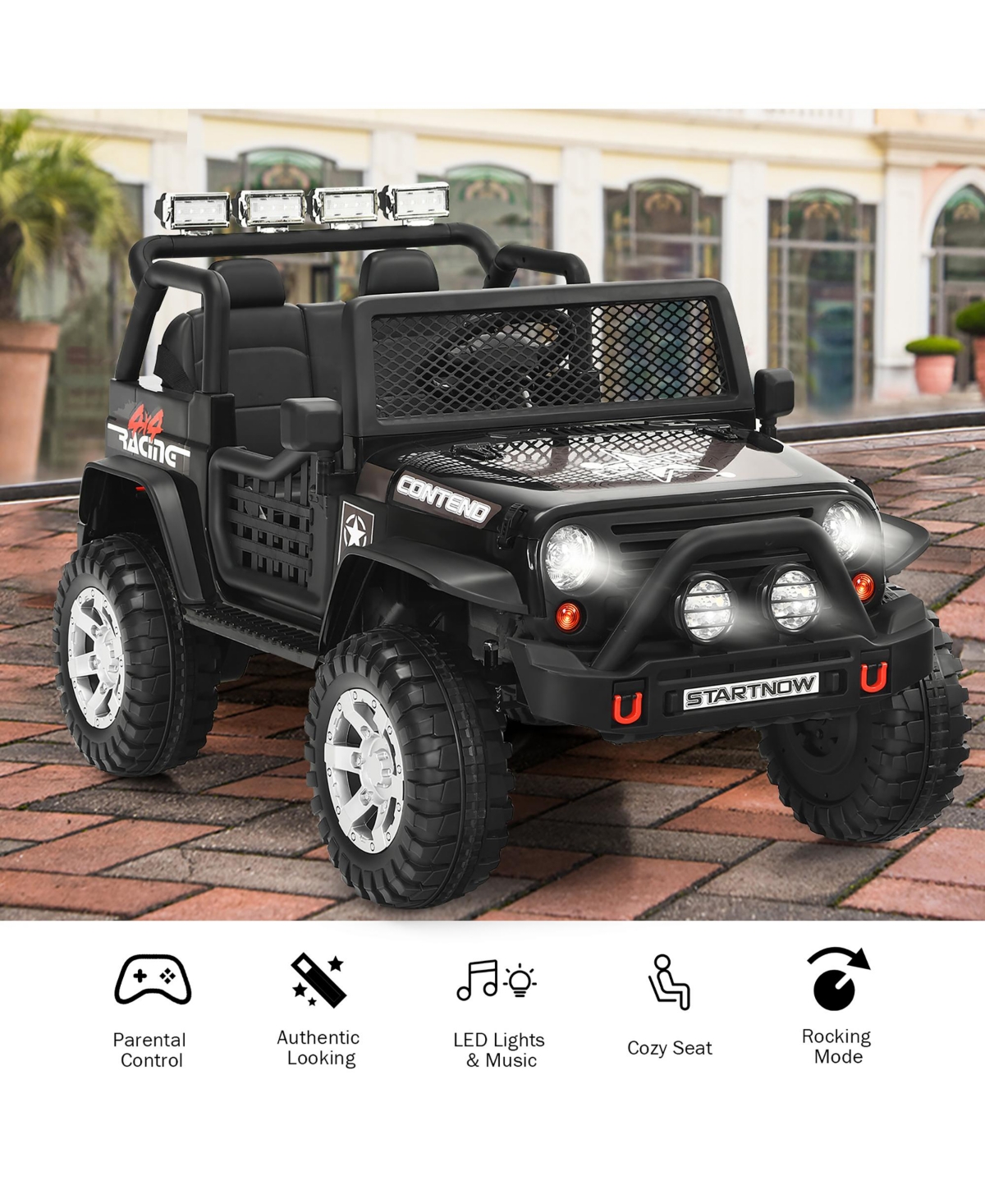 Costway 12V Kids Ride On Truck Remote Control Electric Car with Lights&Music