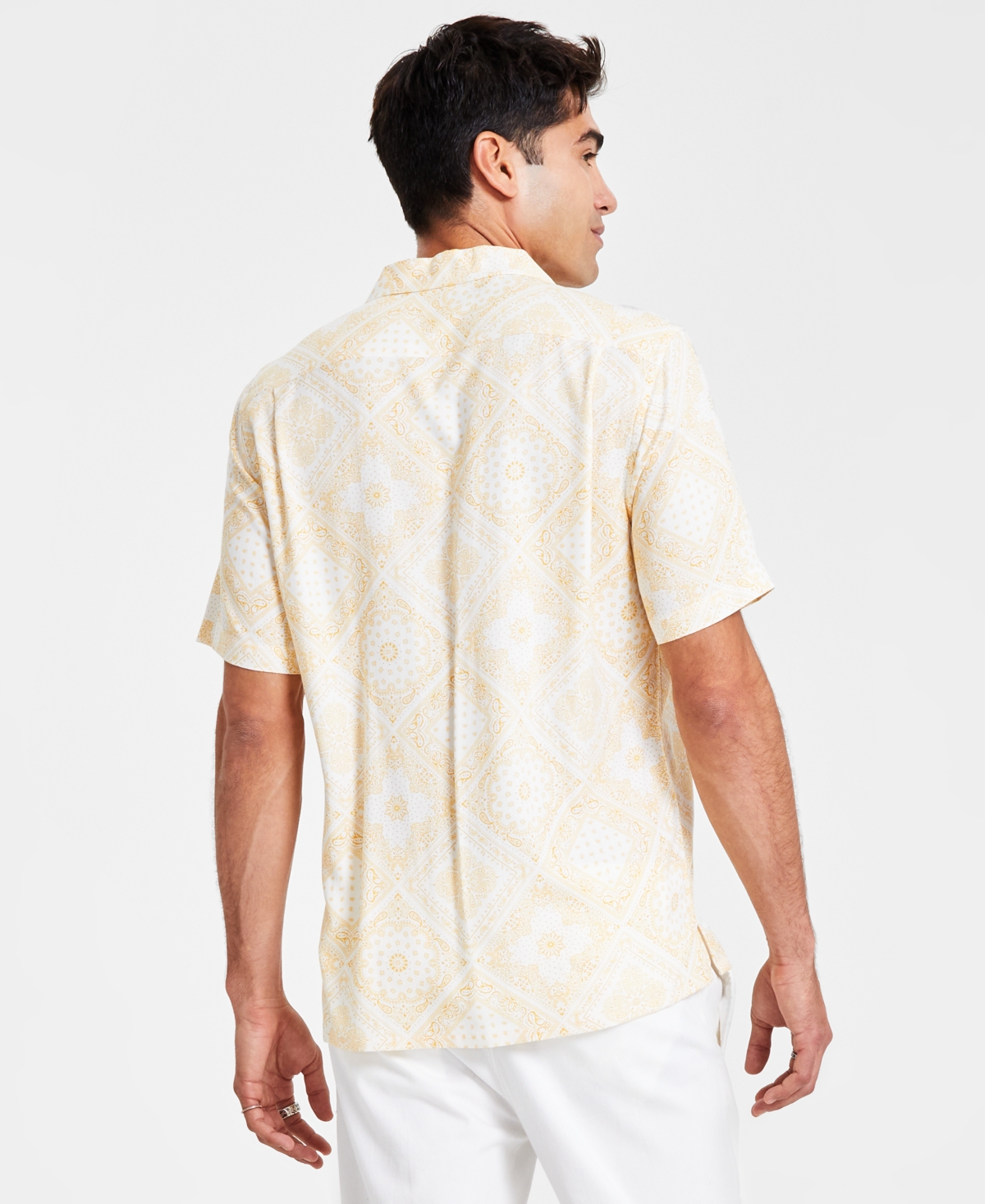 Club Room Men's Tropical Regular-Fit Bandana-Print Button-Down Camp Shirt, Created for Macy's