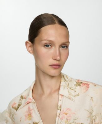 Women's Floral Linen-Blend Blouse