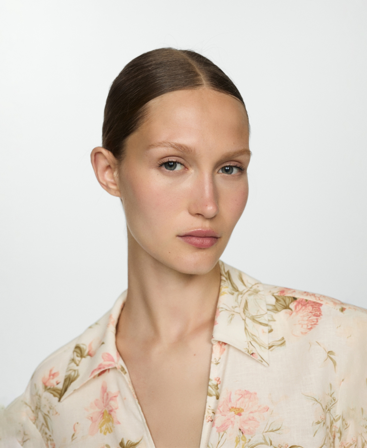 Mango Women's Floral Linen-blend Blouse In Vanilla