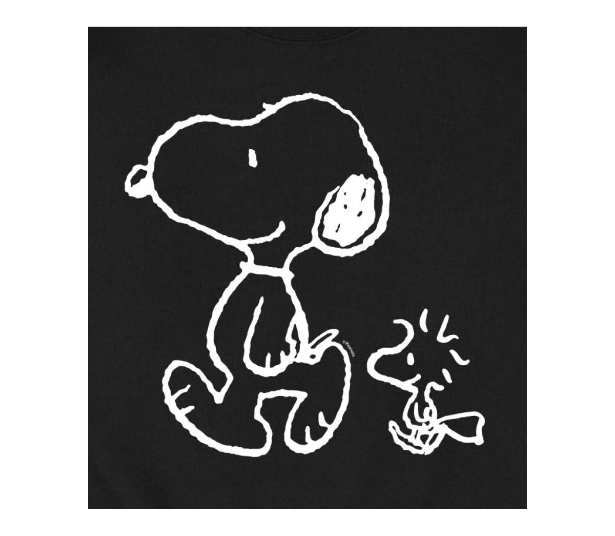 Airwaves Hybrid Apparel Snoopy Woodstock Walk Mens Crew Fleece In Black